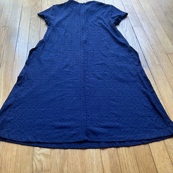 J.McLaughlin Size XS Blue Knot Print Jacquard Short Sleeve Swing Dress - Picture 13 of 13